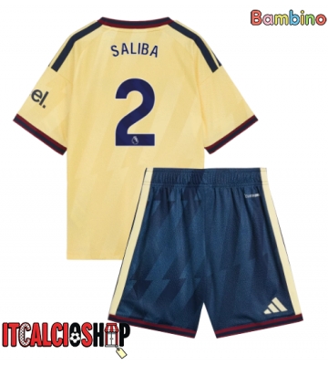 Arsenal William Saliba #2 Terza Maglia Bambino 2026-27 Manica Corta (+ Pantaloni corti)
